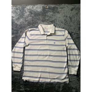 Brooks Brothers Men’s Large Long Sleeve Polo Shirt Blue Stripe Cotton Classic